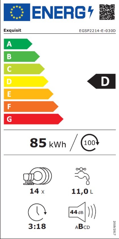 Exquisit EGSP2214-E-030D - Inbouw vaatwasser