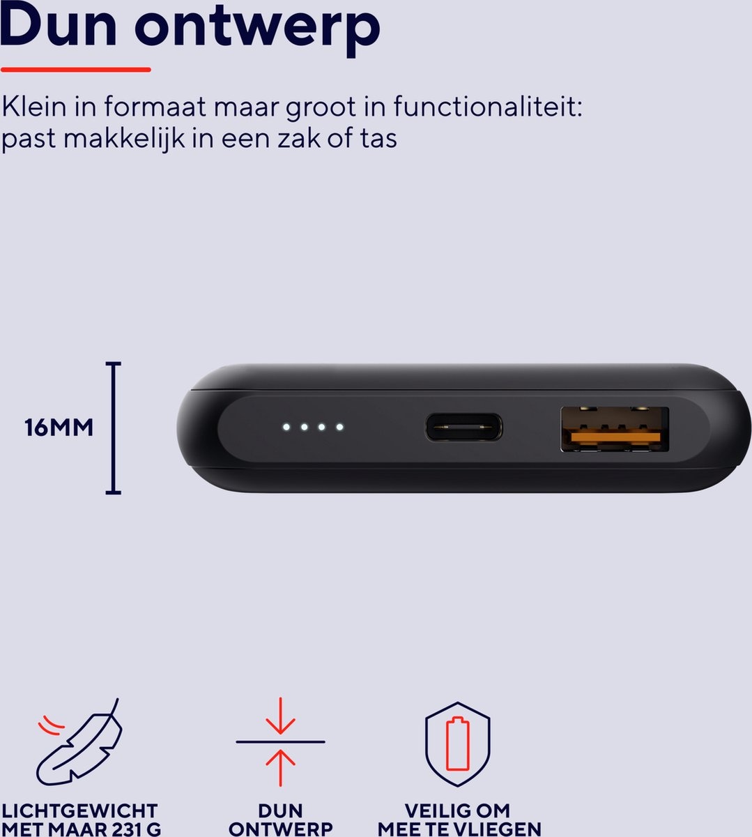 Trust Redoh Fast 10.000 mAh Zwart - Powerbank