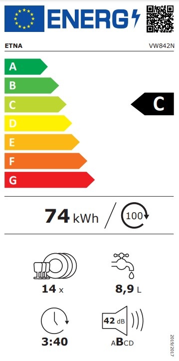 ETNA VW842N - Inbouw vaatwasser