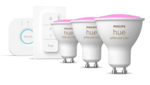 Philips Hue Starterkit 3x GU10 4.3W Color Ambiance + Bridge + Dimmer - Slimme lamp