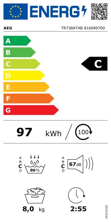 AEG TR738AT4B 7000 Serie SensiDry - Warmtepompdroger