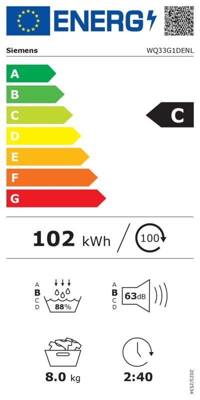 Siemens WQ33G1DENL iQ500 extraKlasse - Warmtepompdroger