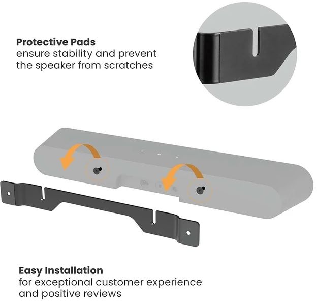 Nedis SBMT57BK Soundbarbeugel voor Sonos Ray Zwart