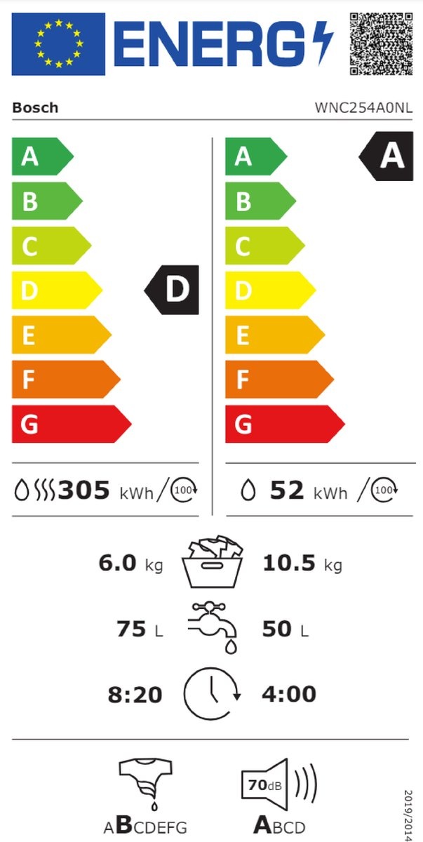 Bosch WNC254A0NL - Was-droogcombinatie