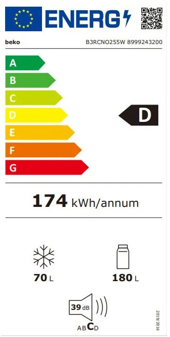 Beko B3RCNO255W - Koel-vriescombinatie