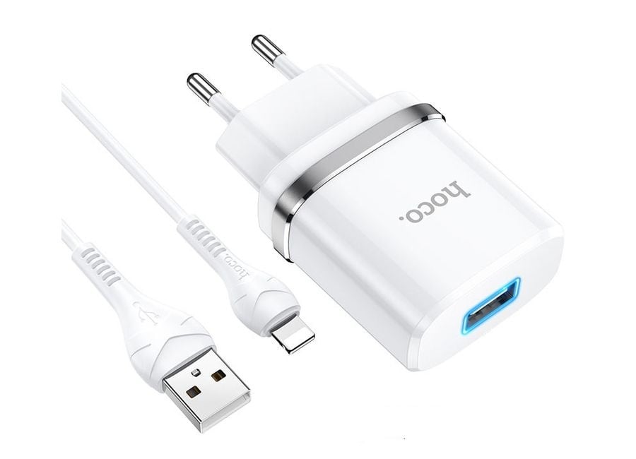 Hoco N1 Oplader met Lightning kabel 1 meter Wit