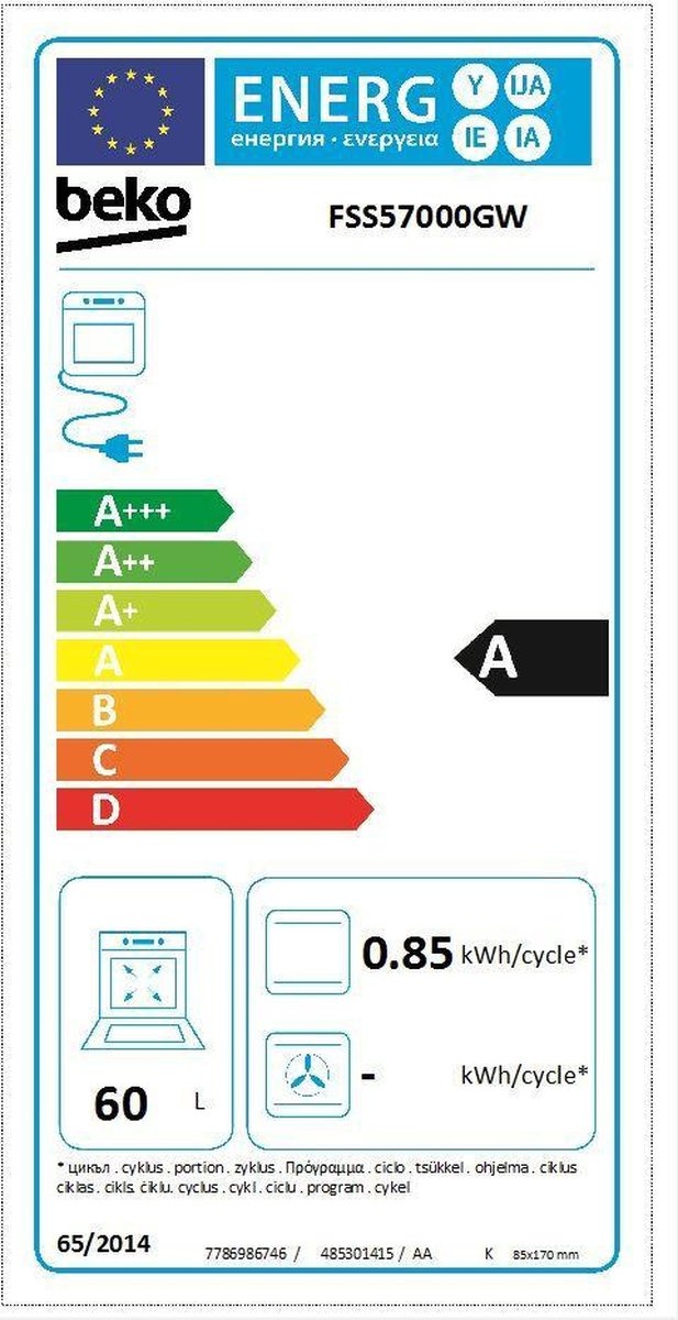 Beko FSS57000GW - Keramisch fornuis