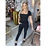 Femalicious collection Glam Stretch Top Black Short Sleeve