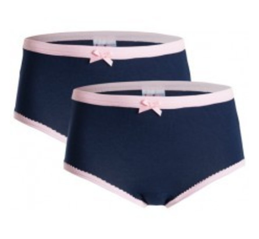 Incontinentie ondergoed meisjes slip donkerblauw met roze bies