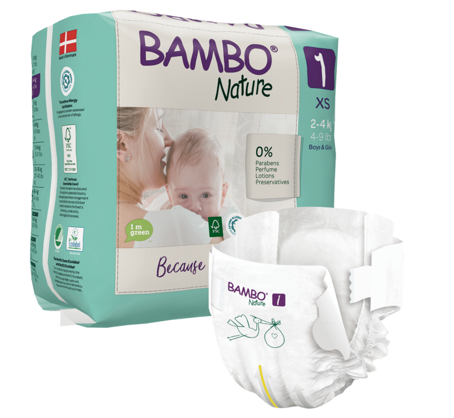 Bambo Nature luiers maat 1  XS  2- 4 kg (22 stuks)