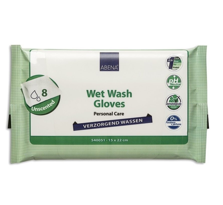 Vochtige washandjes Abena  ongeparfumeerd (8 stuks)