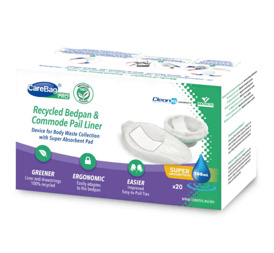 Opvangzakken bedpan en toiletstoel (100% gerecycled materiaal)