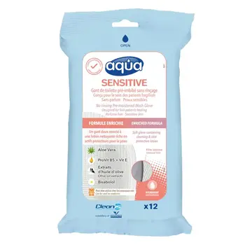 Aqua Vochtige washandjes Aqua Sensitive (12 stuks)