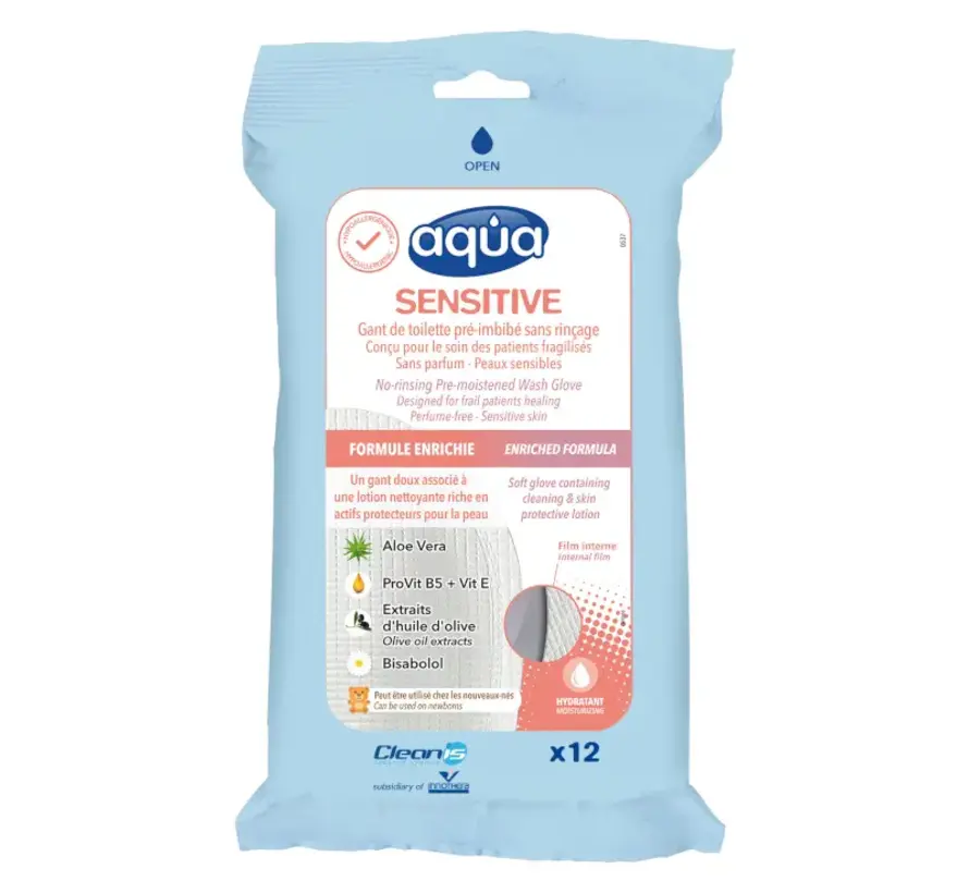 Vochtige washandjes zonder water Aqua Sensitive - Voor gevoelige huid