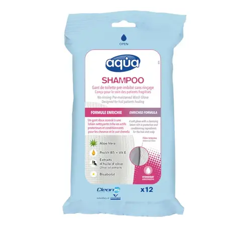 Aqu Shampoo washandjes,  haar wassen zonder water 12 stuks