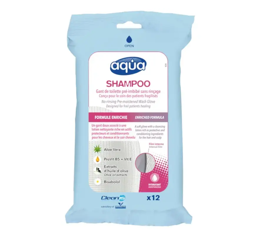Shampoo washandjes Aqua, haar wassen zonder water 12 stuks