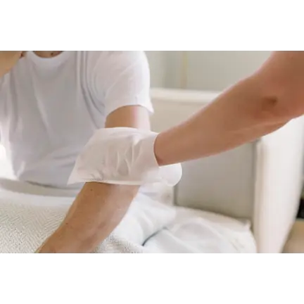 Vochtige washandjes zorg voor verzorgend wassen zonder water