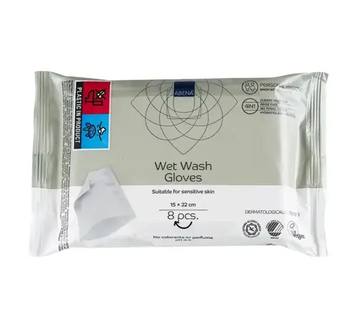 Abena Vochtige washandjes Abena ongeparfumeerd (8 stuks)