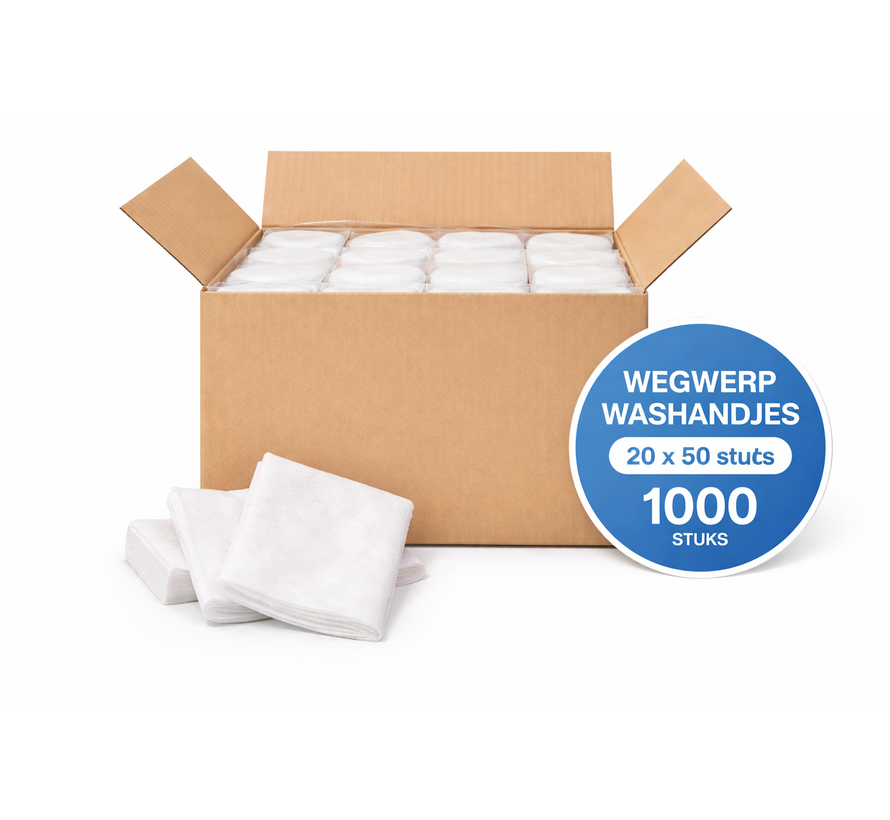 Wegwerp washandjes 1.000 stuks voor zorg en thuiszorg
