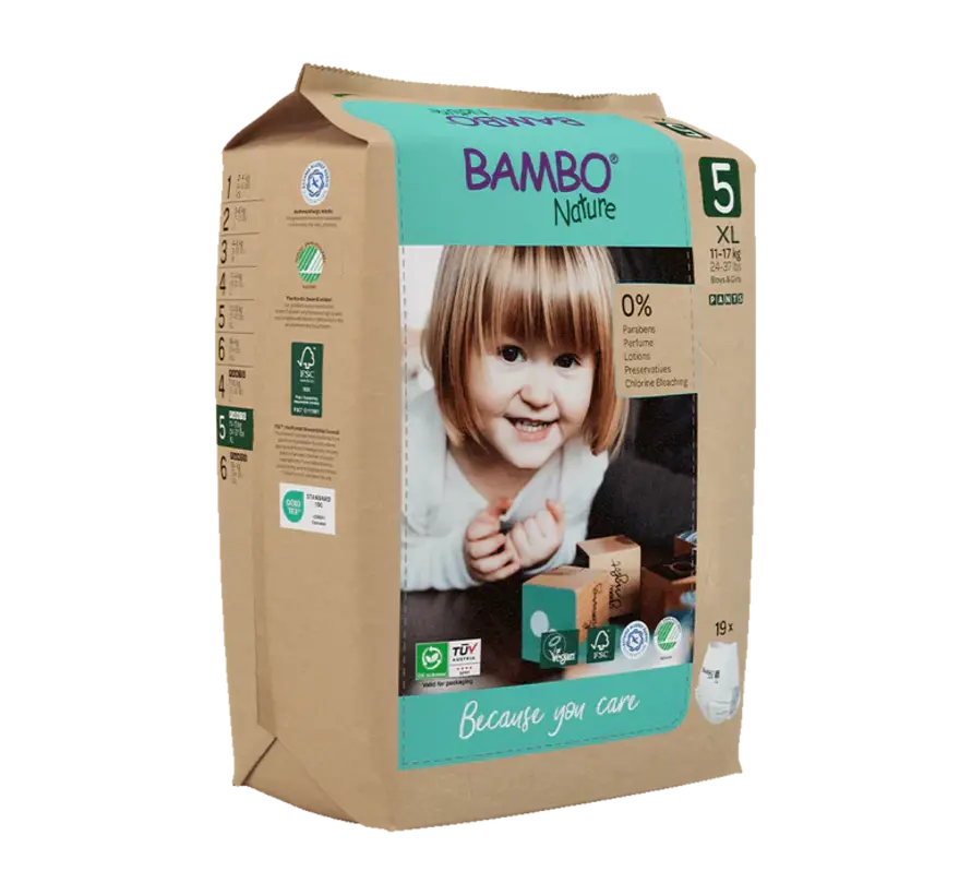 Bambo Nature Luierbroekjes maat 5 (11–17 kg) – Comfortabel en huidvriendelijk voor actieve peuters