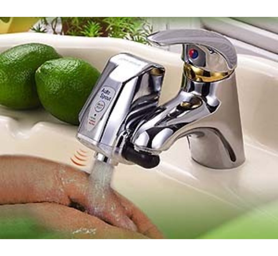 Waterbesparende kraan adapter met sensor