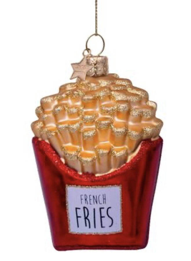 Glazen kerst decoratie Franse frietjes H10cm