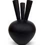 3 Mouth Oval Vase Matt Black Ø 32 x H43 cm