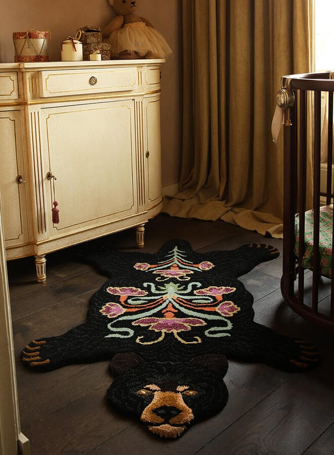 Blooming Zwarte Beer Vloerkleed Groot