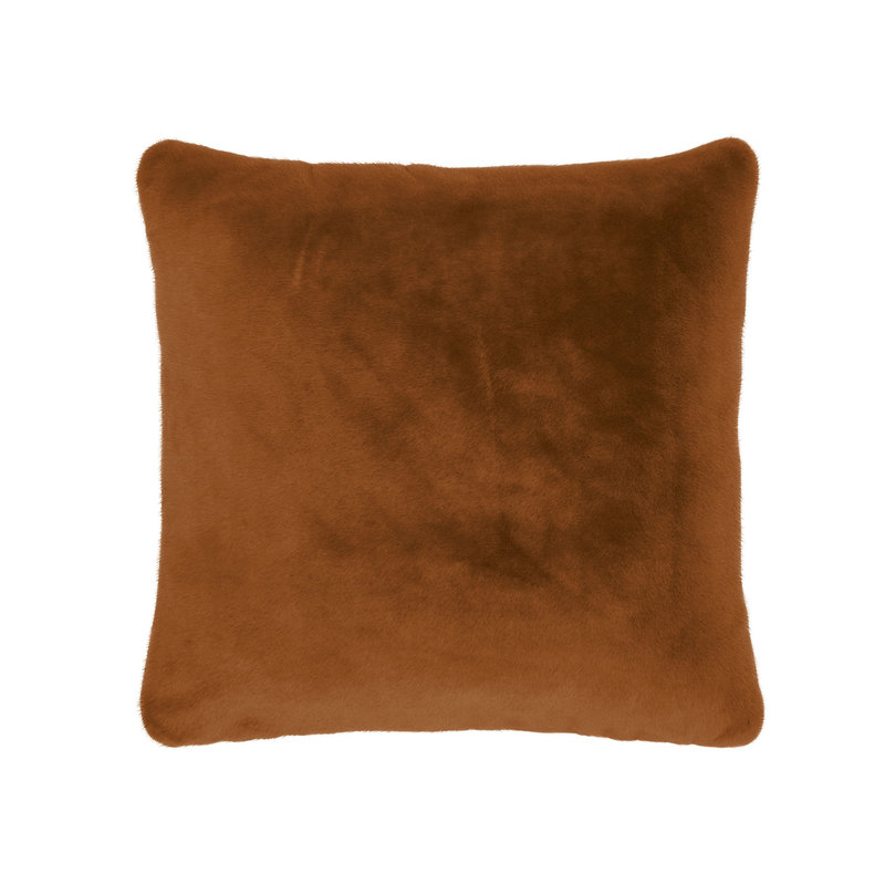 Furry Cushion Leather Brown