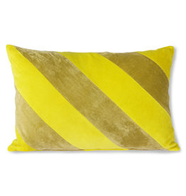 Striped Velvet Cushion Yellow