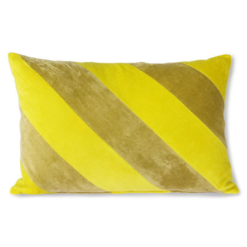 Cushion Striped Velvet Yellow