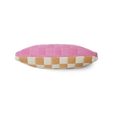 Checkered Woven Cushion Grapefruit