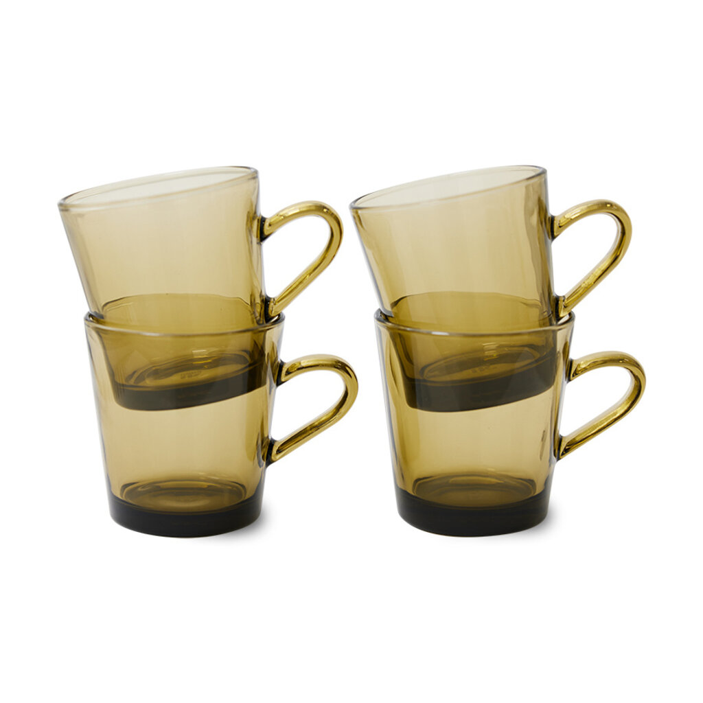 70s Coffee Cups Glass Mud Brown (Set of 4)