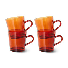 70s Coffee Cups Glass Amber (Set of 4)