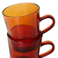 70s Coffee Cups Glass Amber (Set of 4)