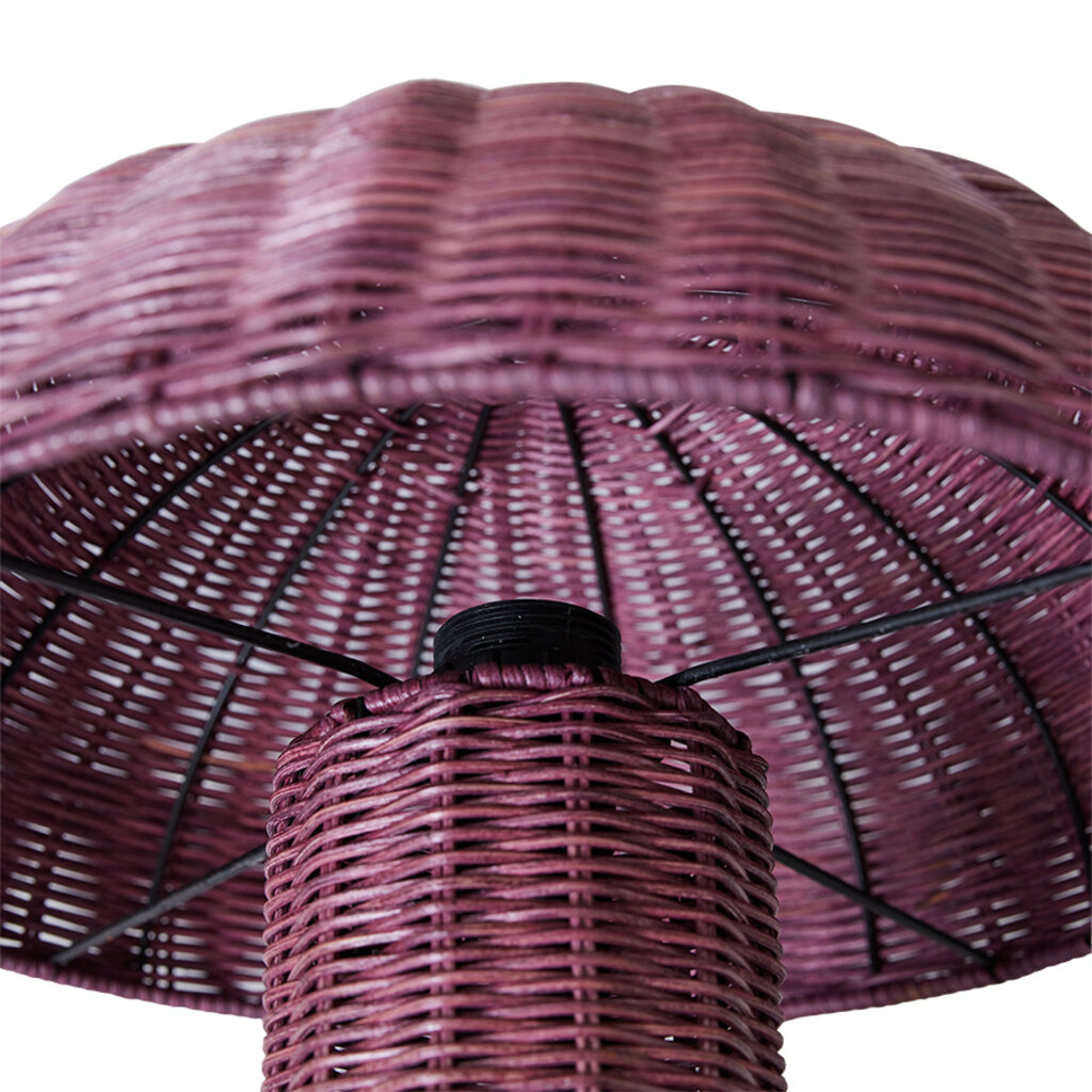 Table Lamp Rattan Burgundy