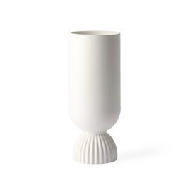 Ceramic Flower Vase Ribbed White