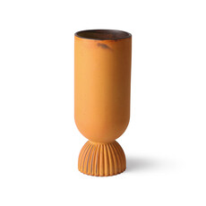 Ceramic Flower Vase Ribbed Rustic