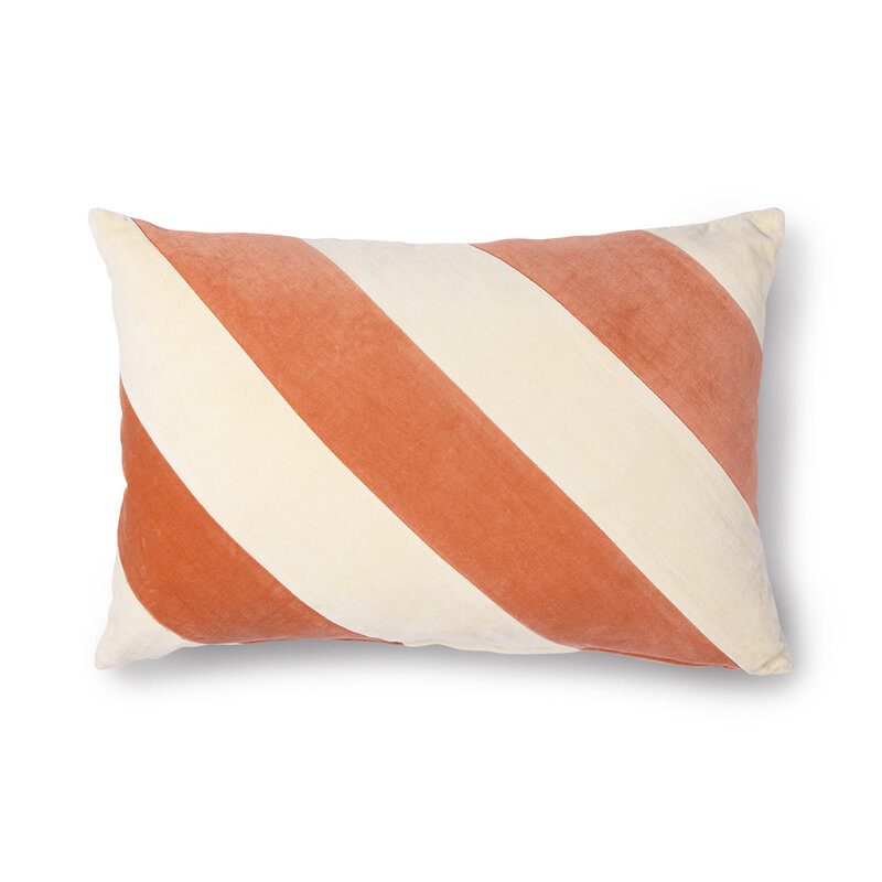 Striped Velvet Cushion Peach