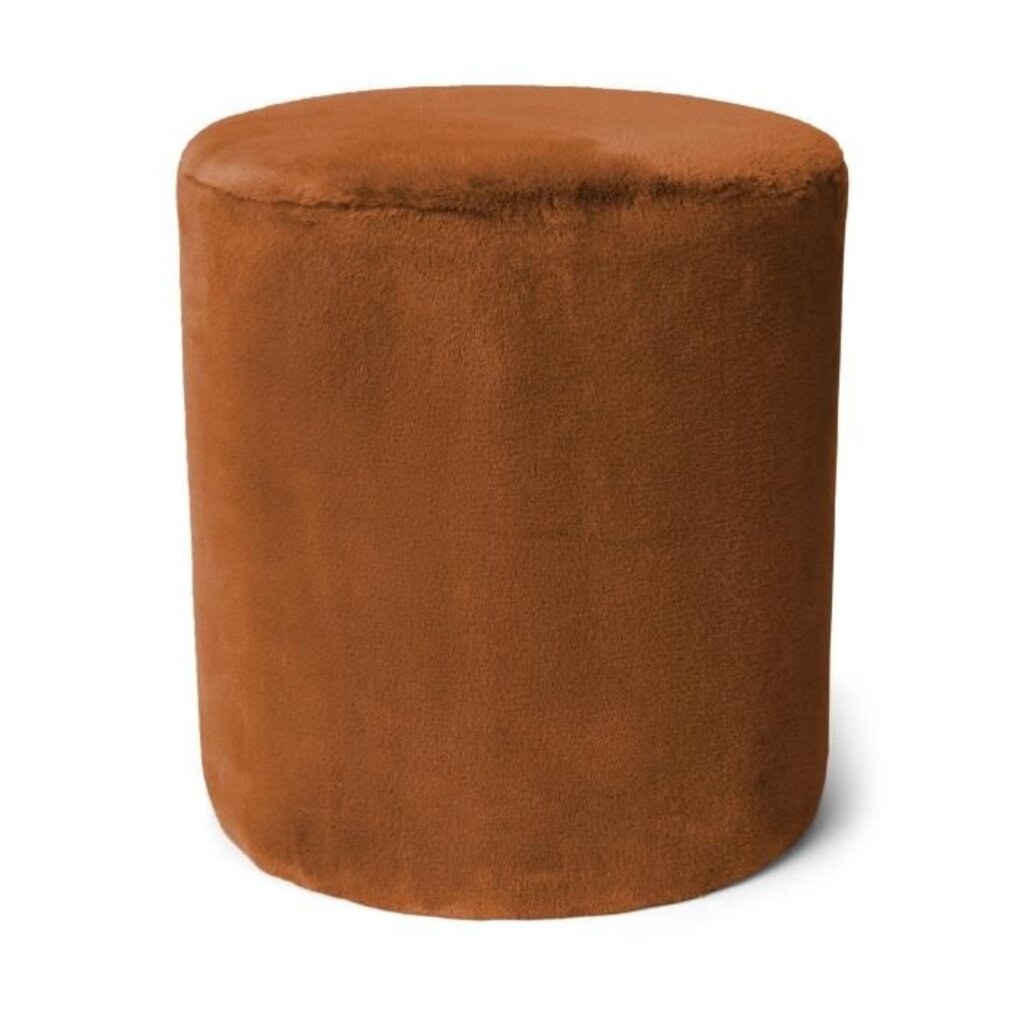 Pouf Furry Leather Brown