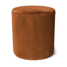 Pouffe Furry Leather Brown