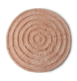 Rug Round Woolen Pink