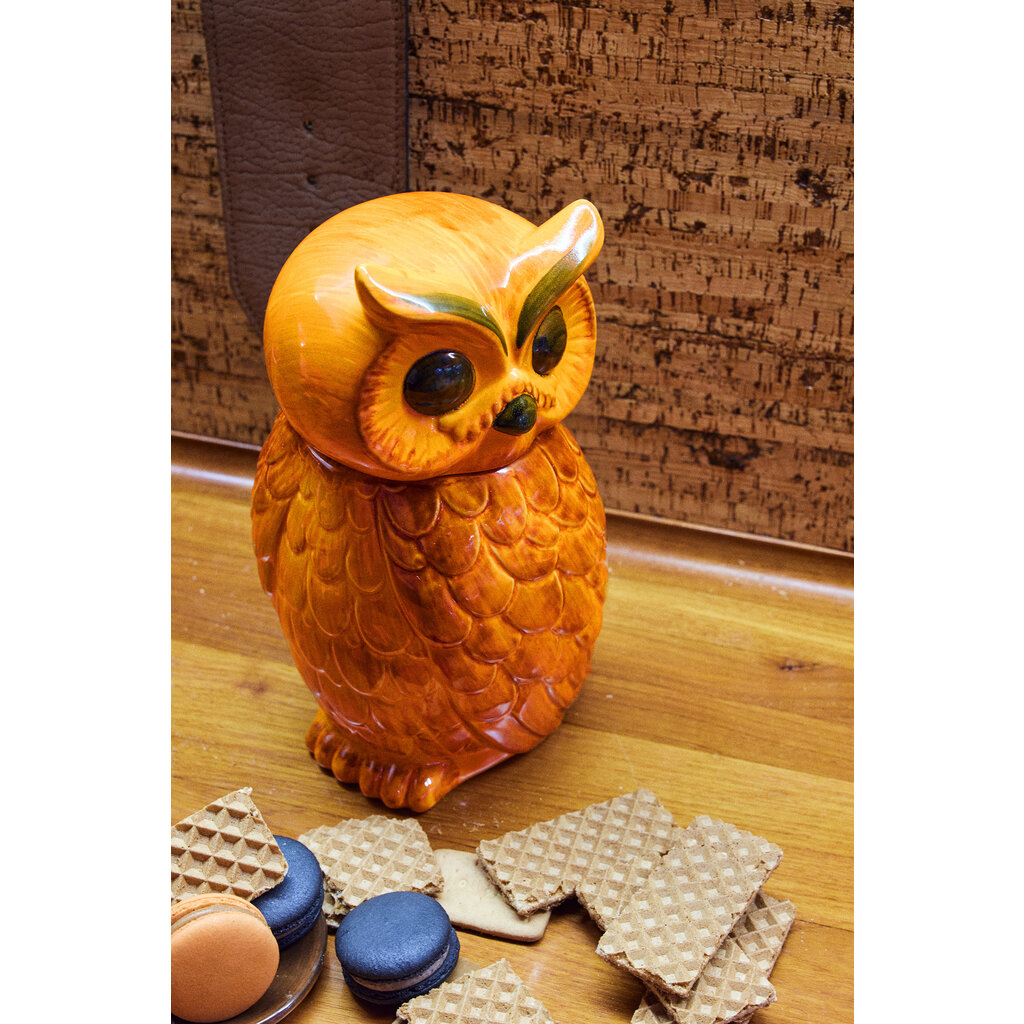 Jar Ceramic Owl Tangerine