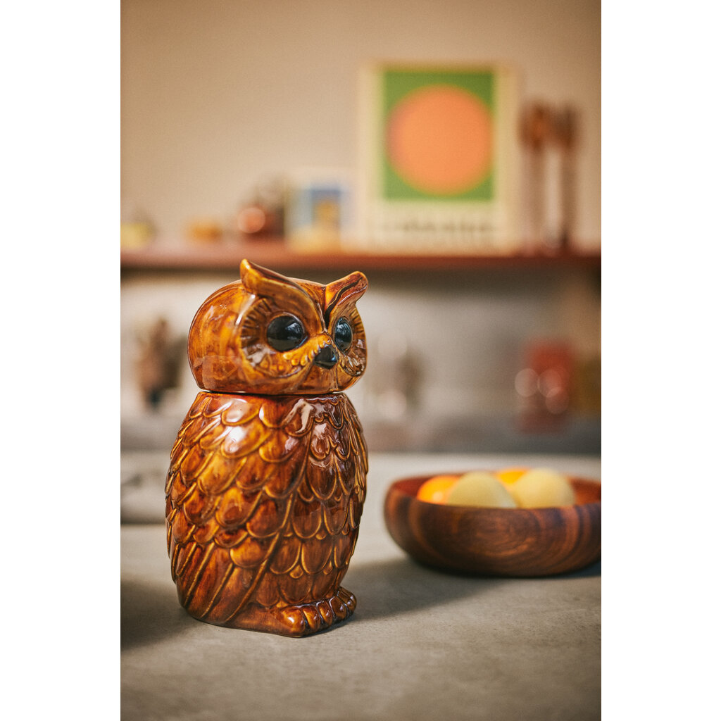 Jar Ceramic Owl Roasted