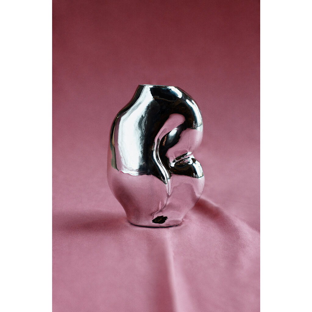 Vase Gleam Glass Chrome (S)