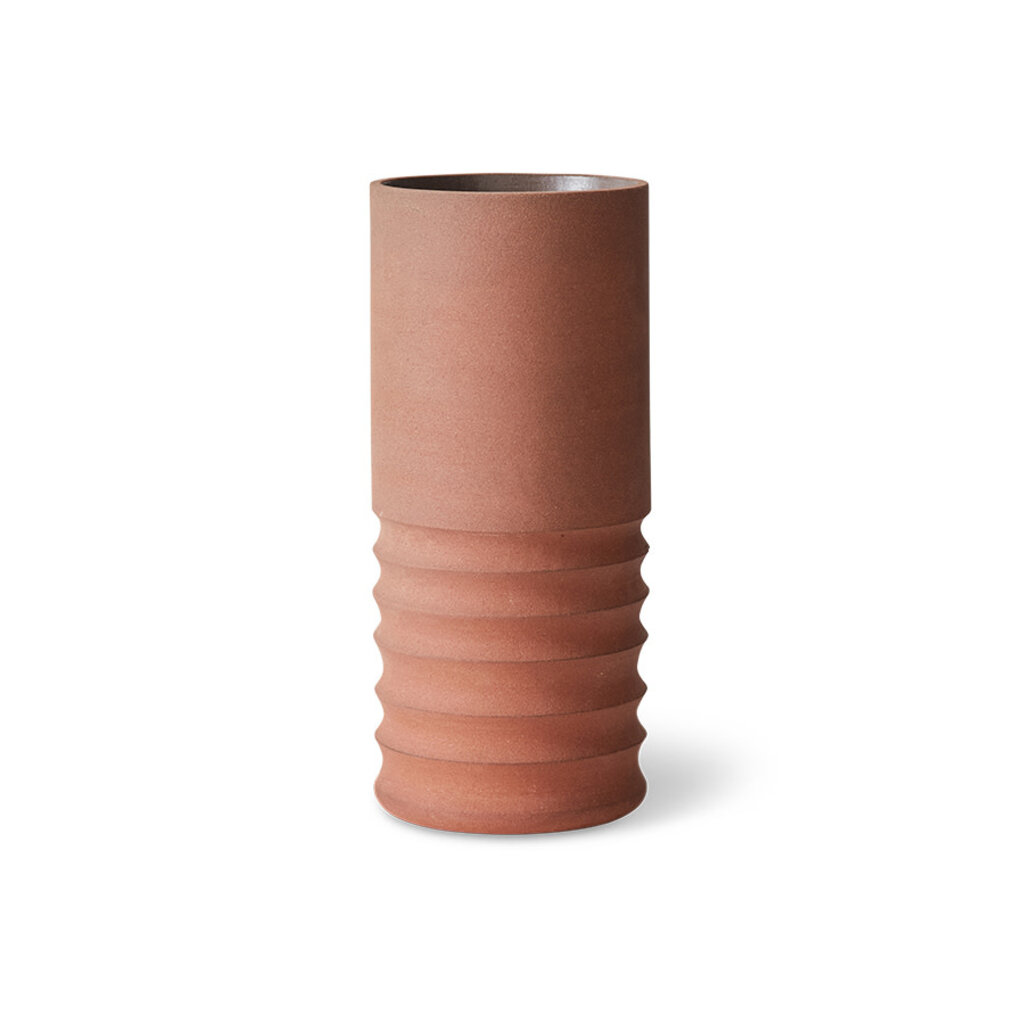 Vase Tube Handcarved Terracotta
