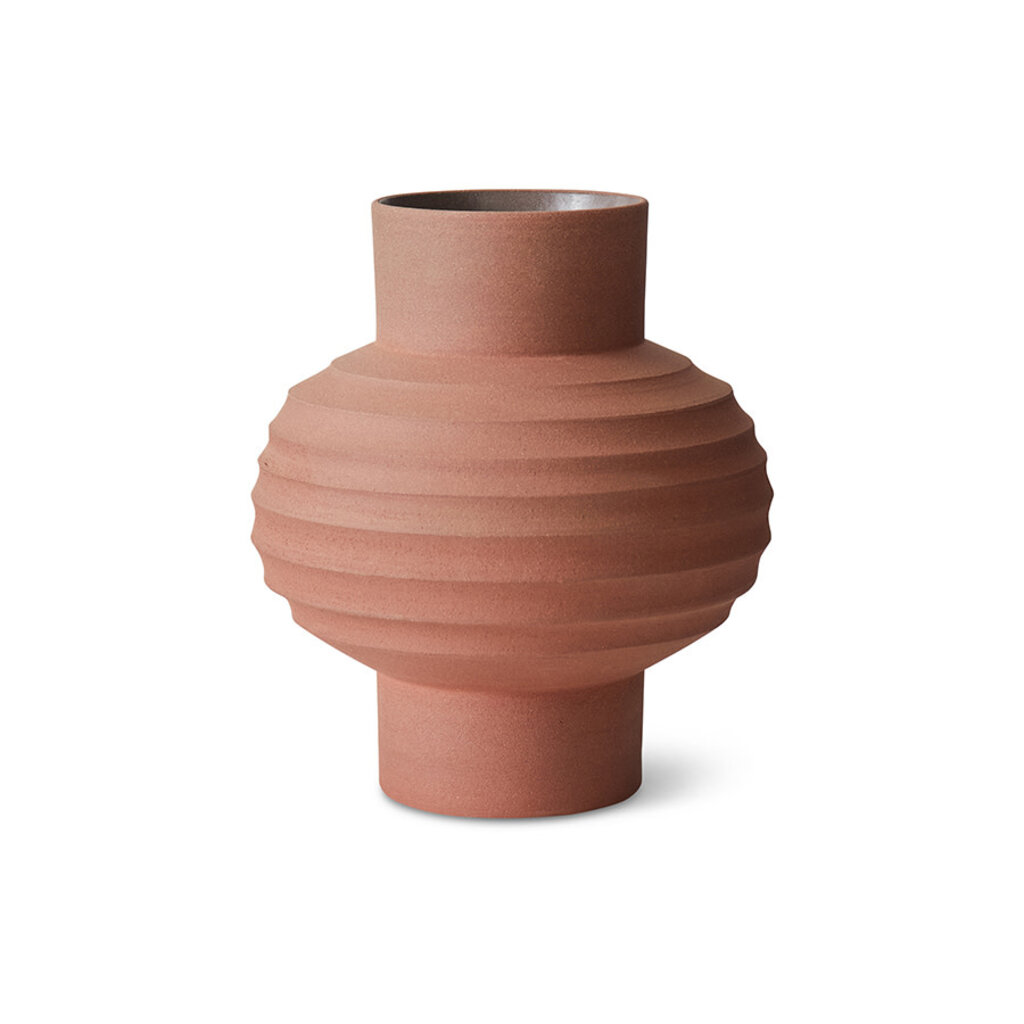 Vase Bulb Handcarved Terracotta