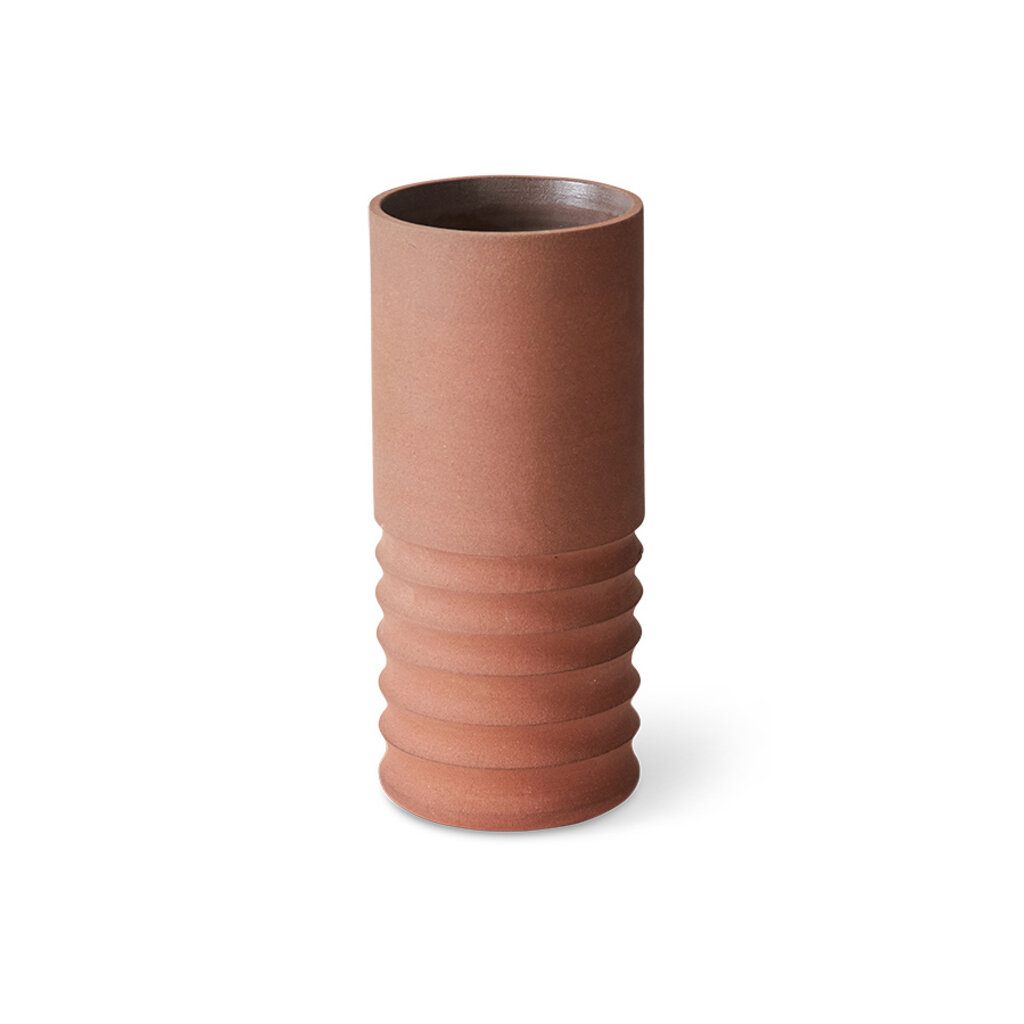 Vase Tube Handcarved Terracotta