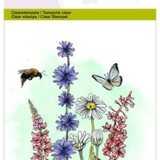 CraftEmotions | Bloemen vlinder clear stamp