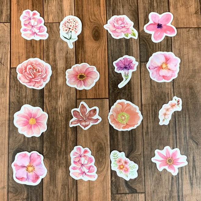 Stickers | Roze bloemen